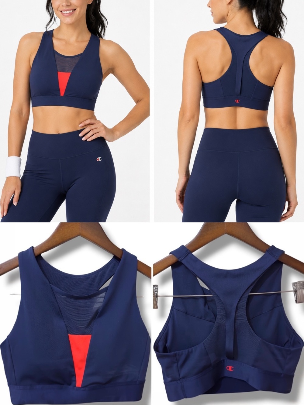 Champion | NWOT Navy Red Mesh Accent High Impact Racerback Sports Bra (size M)